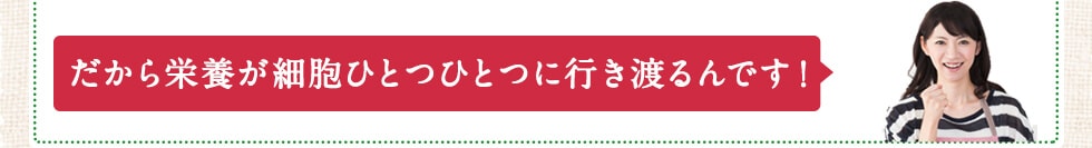 だから栄養が細胞ひとつひとつに行き渡るんです!